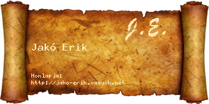 Jakó Erik névjegykártya